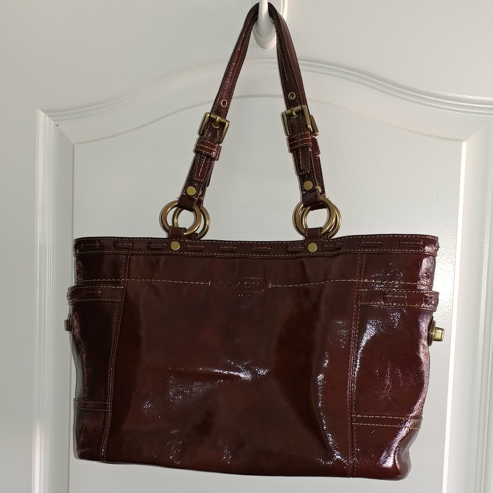 EUC COACH Laced Patent Gallery Tote - Picture 2 of 8